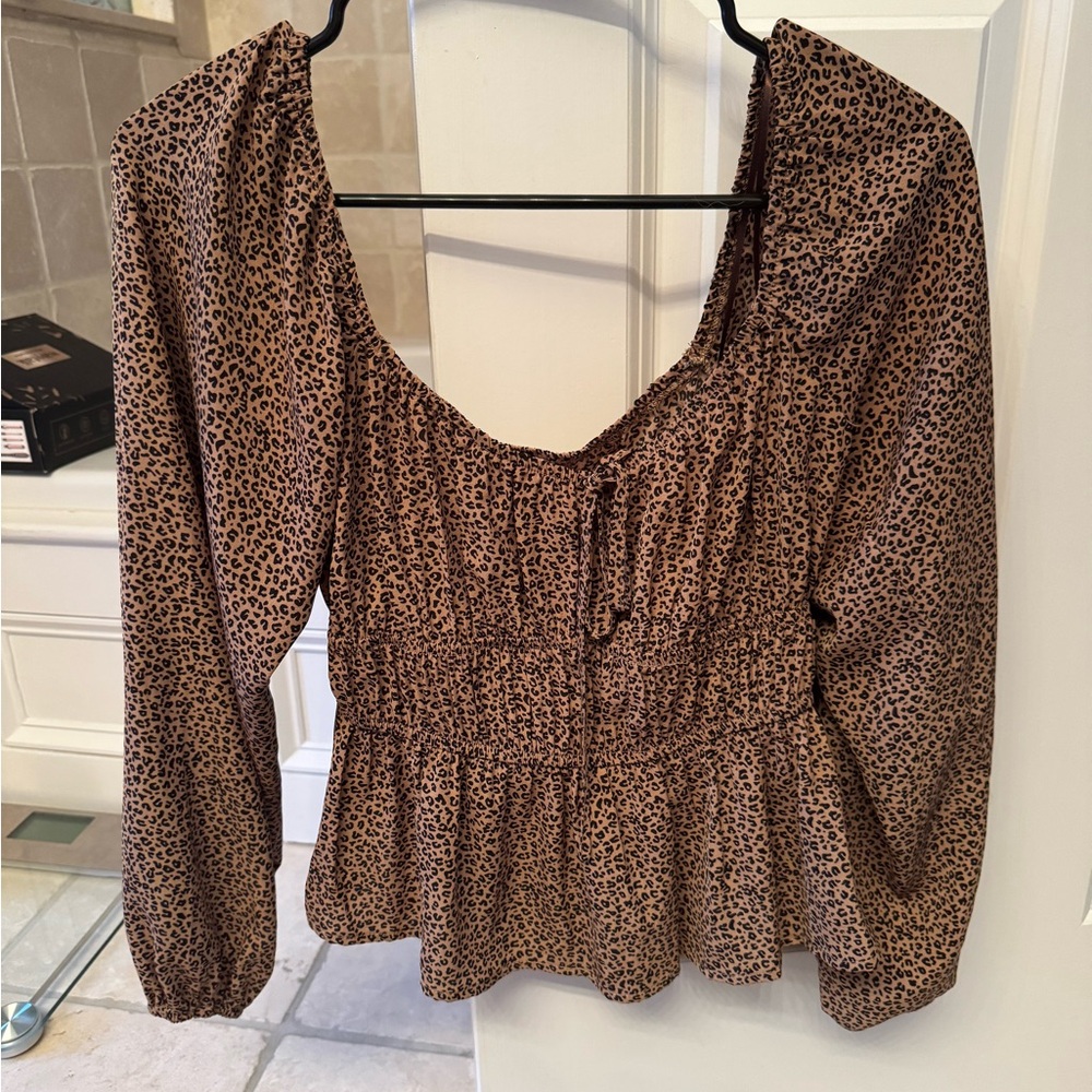 Le Lis Brown Leopard Print Blouse